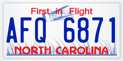 NC license plate AFQ6871