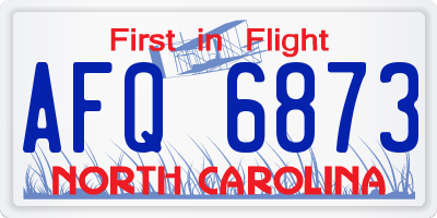 NC license plate AFQ6873