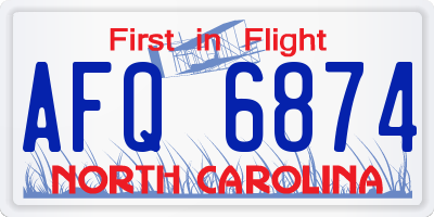 NC license plate AFQ6874