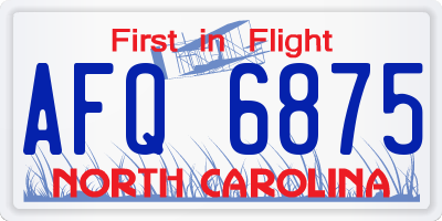 NC license plate AFQ6875