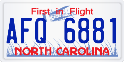 NC license plate AFQ6881