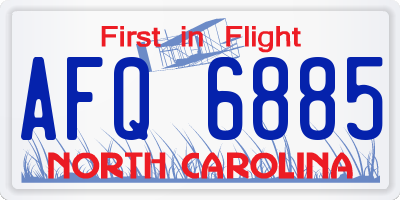 NC license plate AFQ6885