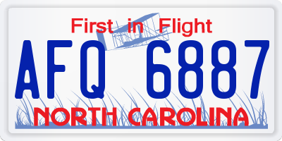 NC license plate AFQ6887