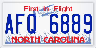 NC license plate AFQ6889