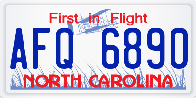 NC license plate AFQ6890