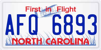 NC license plate AFQ6893