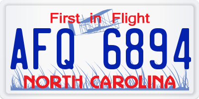 NC license plate AFQ6894