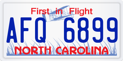 NC license plate AFQ6899