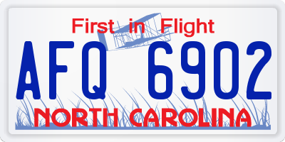 NC license plate AFQ6902