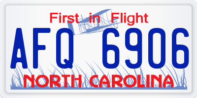 NC license plate AFQ6906