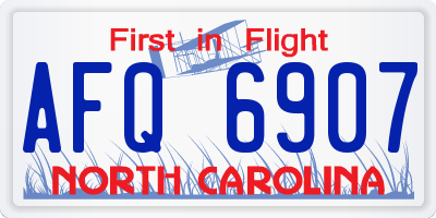 NC license plate AFQ6907