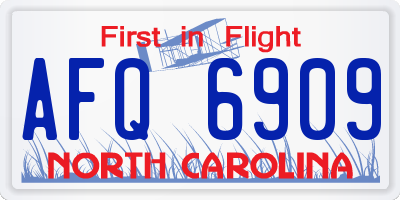 NC license plate AFQ6909