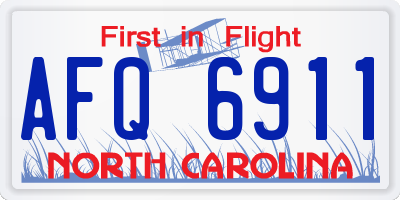 NC license plate AFQ6911