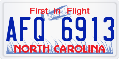 NC license plate AFQ6913