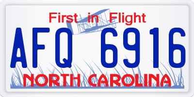 NC license plate AFQ6916