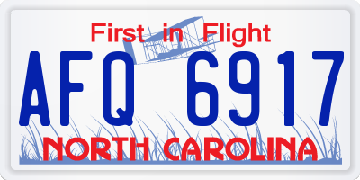 NC license plate AFQ6917