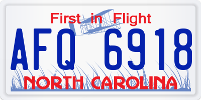 NC license plate AFQ6918