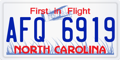 NC license plate AFQ6919