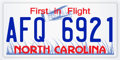 NC license plate AFQ6921