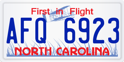 NC license plate AFQ6923