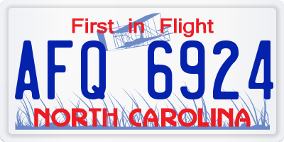 NC license plate AFQ6924