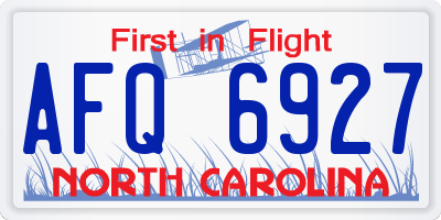 NC license plate AFQ6927