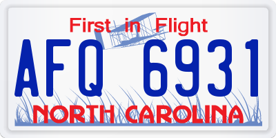 NC license plate AFQ6931