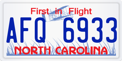 NC license plate AFQ6933