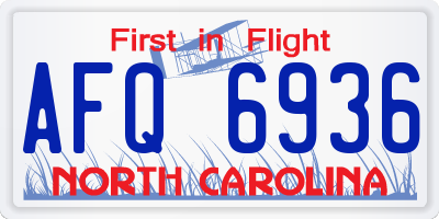 NC license plate AFQ6936