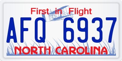 NC license plate AFQ6937