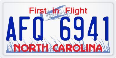 NC license plate AFQ6941