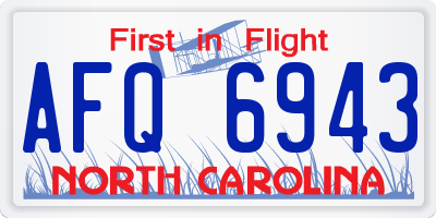 NC license plate AFQ6943