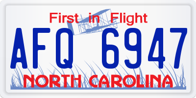 NC license plate AFQ6947