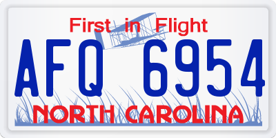 NC license plate AFQ6954