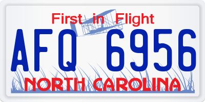 NC license plate AFQ6956
