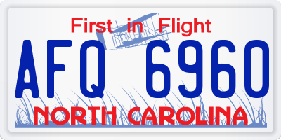 NC license plate AFQ6960
