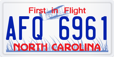 NC license plate AFQ6961