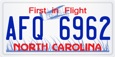 NC license plate AFQ6962