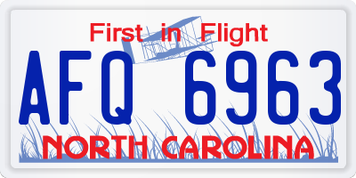 NC license plate AFQ6963