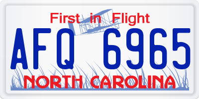 NC license plate AFQ6965
