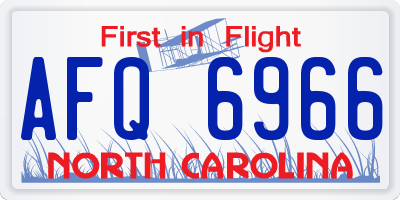 NC license plate AFQ6966