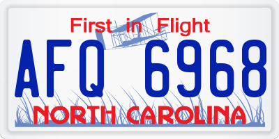 NC license plate AFQ6968