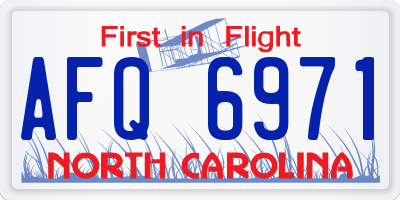 NC license plate AFQ6971