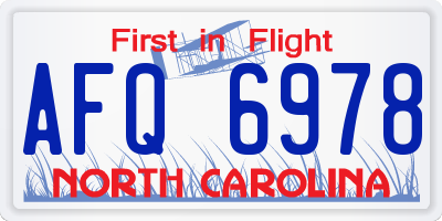 NC license plate AFQ6978