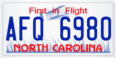 NC license plate AFQ6980