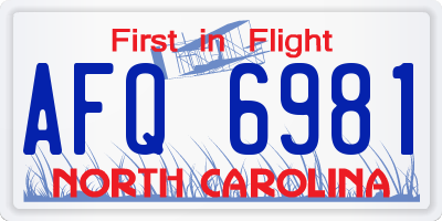 NC license plate AFQ6981