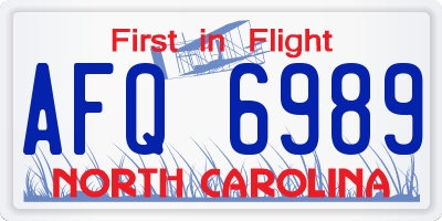 NC license plate AFQ6989