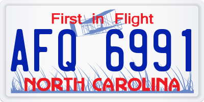 NC license plate AFQ6991
