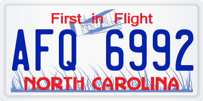 NC license plate AFQ6992