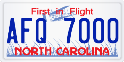 NC license plate AFQ7000